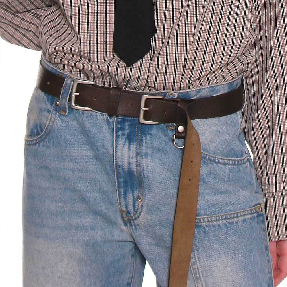 LEATHER EXTRA LONG BELT_DARK BROWN