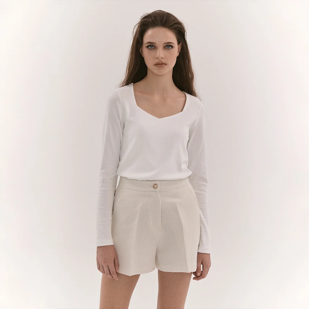 Fine Wool Shorts_Ivory, Black