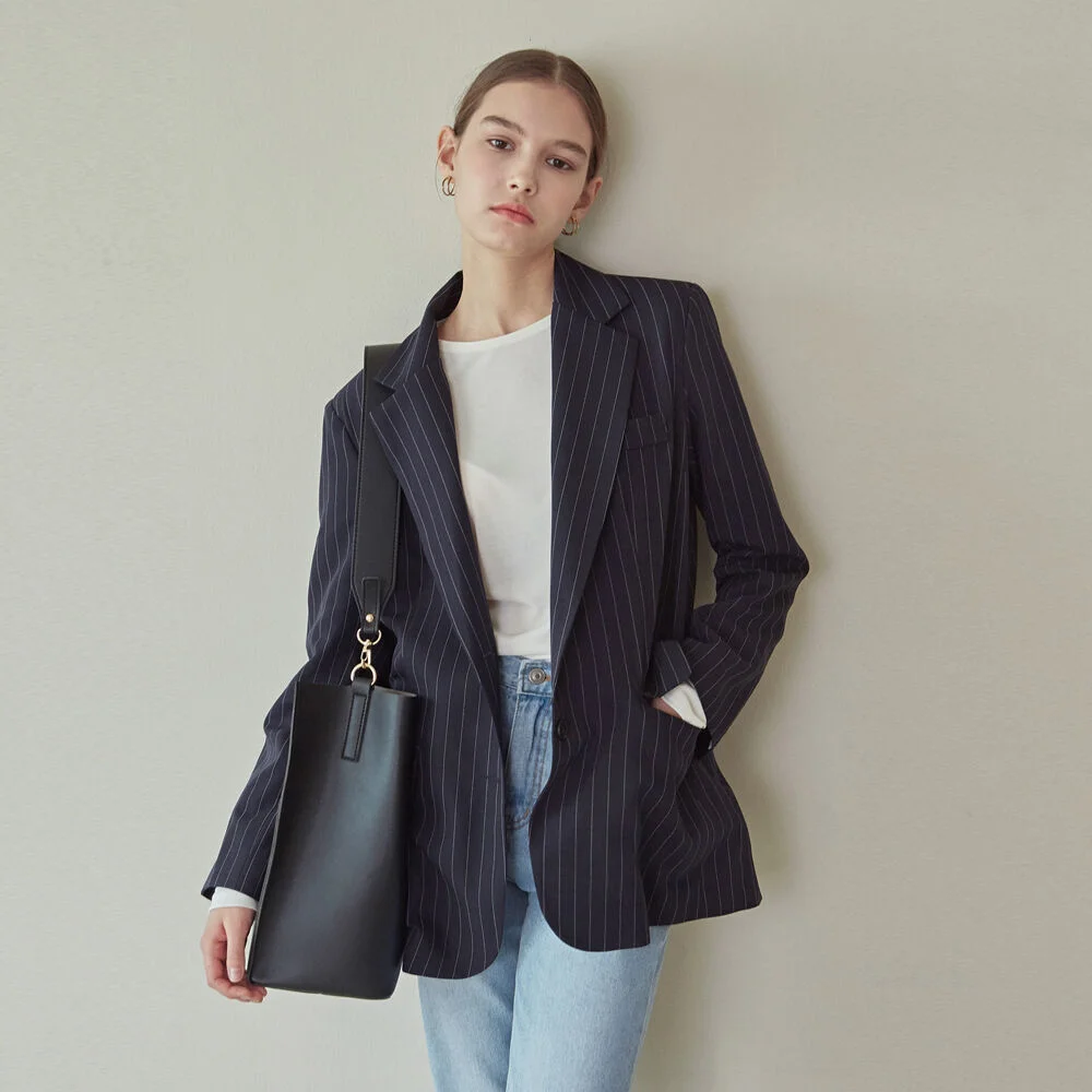 CLASSIC STRIPE SINGLE JACKET_NAVY