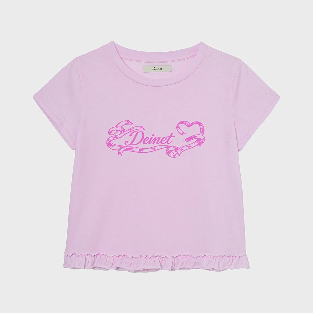 RUFFLE WASHED T-SHIRT IN PINK