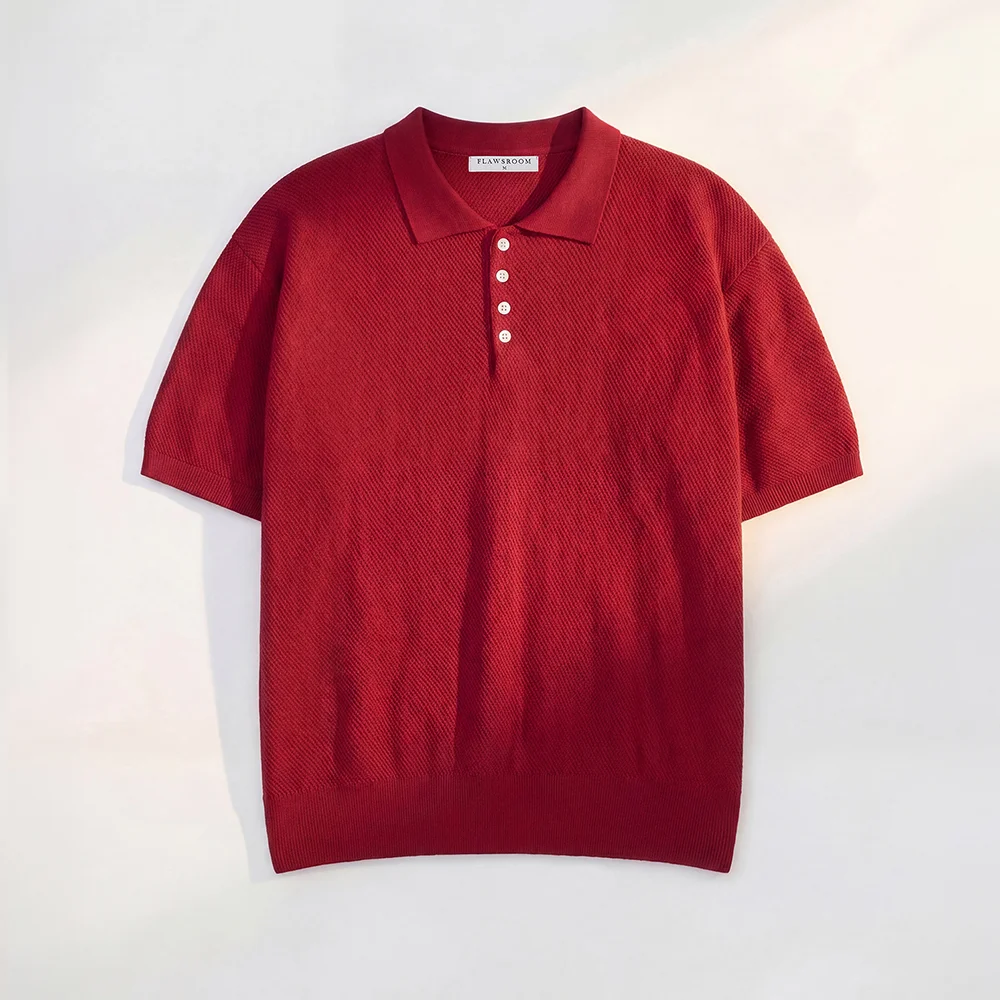 Pure Cotton Collar Knit RED