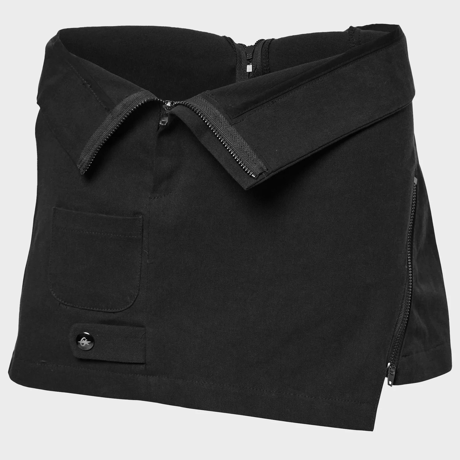 Asymmetrical Folded Skirt (FL-272_Black)