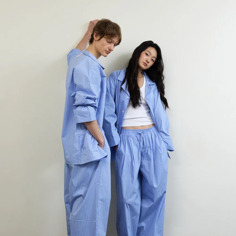 (uni)Friends 睡衣 (微風 藍色 條紋)
