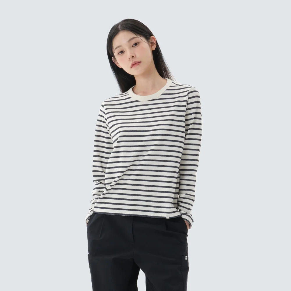 Sorona 女裝 條紋 長袖 T恤 Navy (S26SWFTL69)