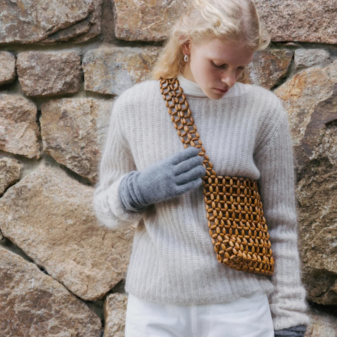 Mohair long sleeve knit (ivory / light beige / dark gray)