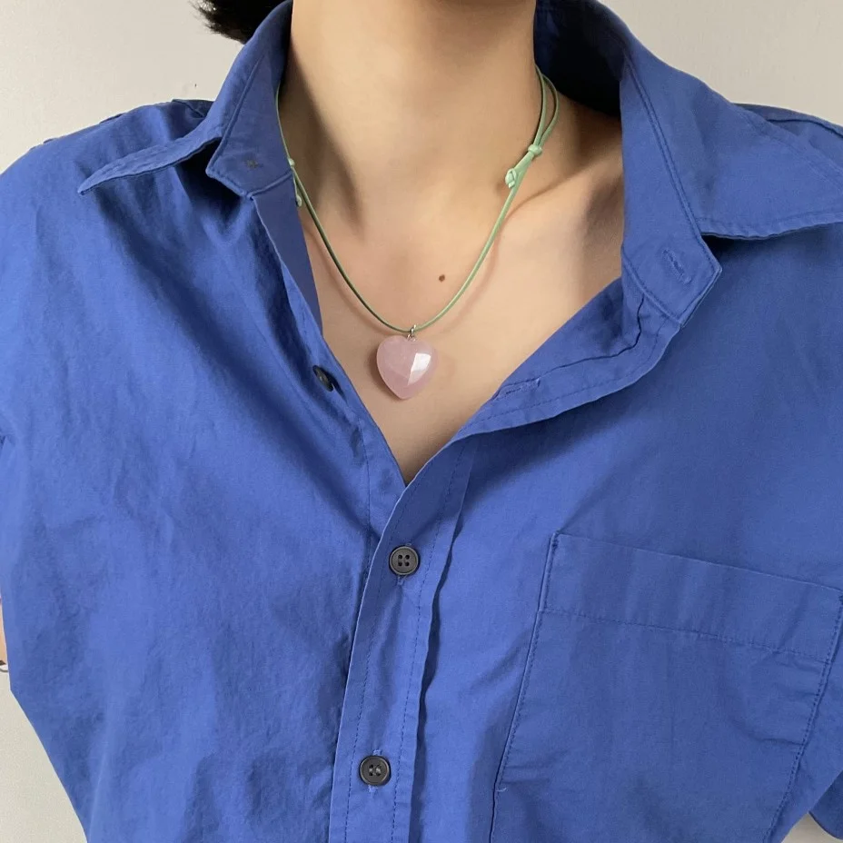 Rose heart pendant + mint strap