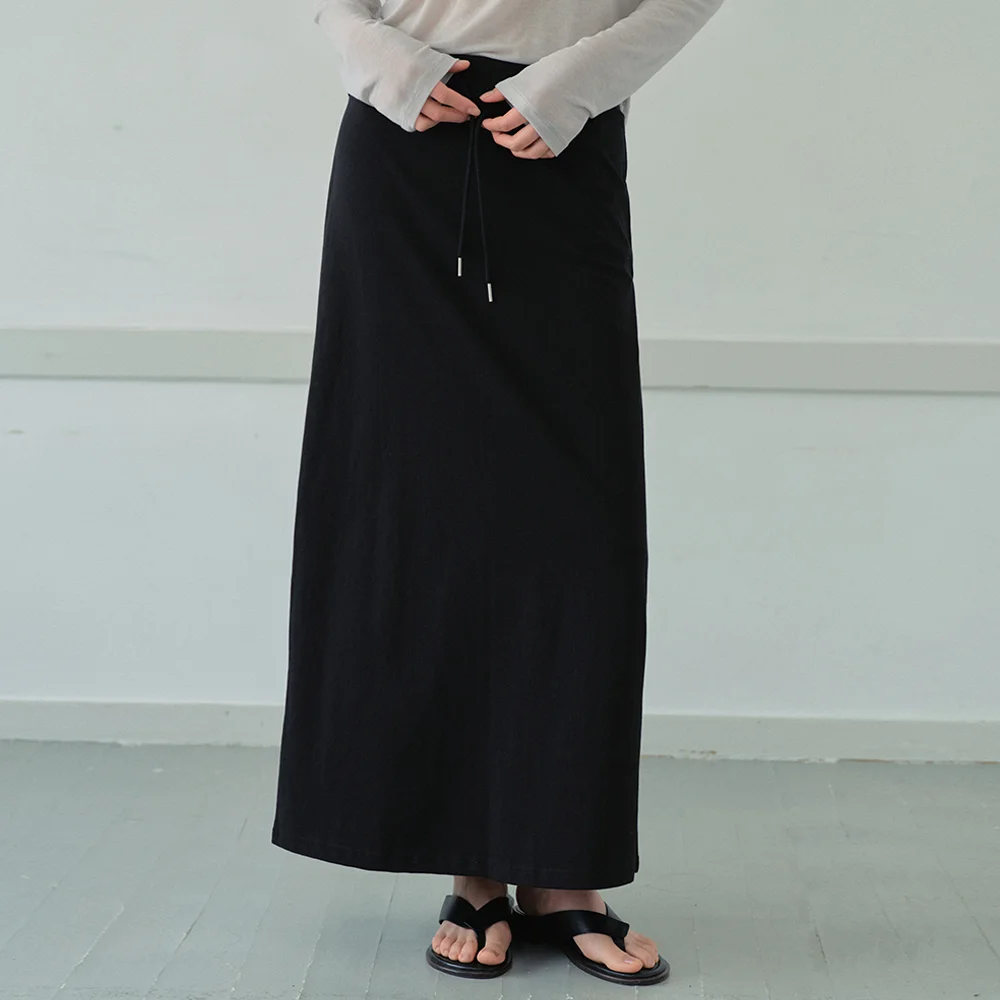 Silket Basic Long Skirt_BLACK(WB6SK03)