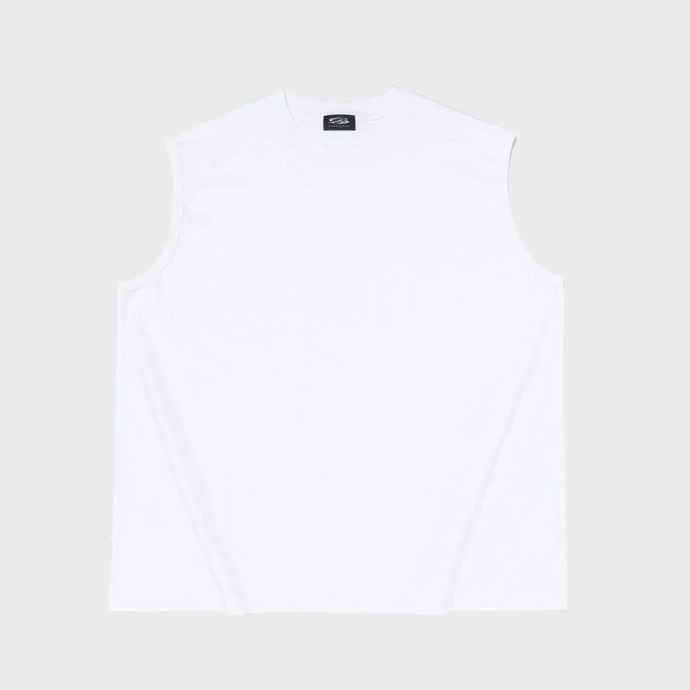 PLAIN BOX OVER SLEEVELESS SHIRT (WHITE)