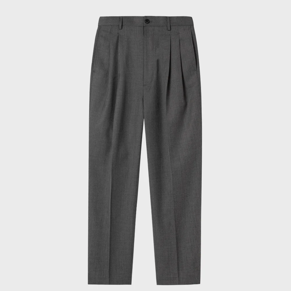 雙 百褶 寬版 西褲_DARK GREY / NC-PW023014-40