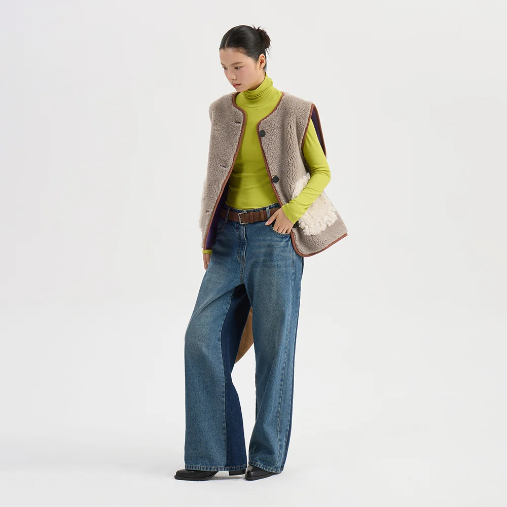 Color Block Back Banding Denim Pants (blue) LFPDW25250BUX