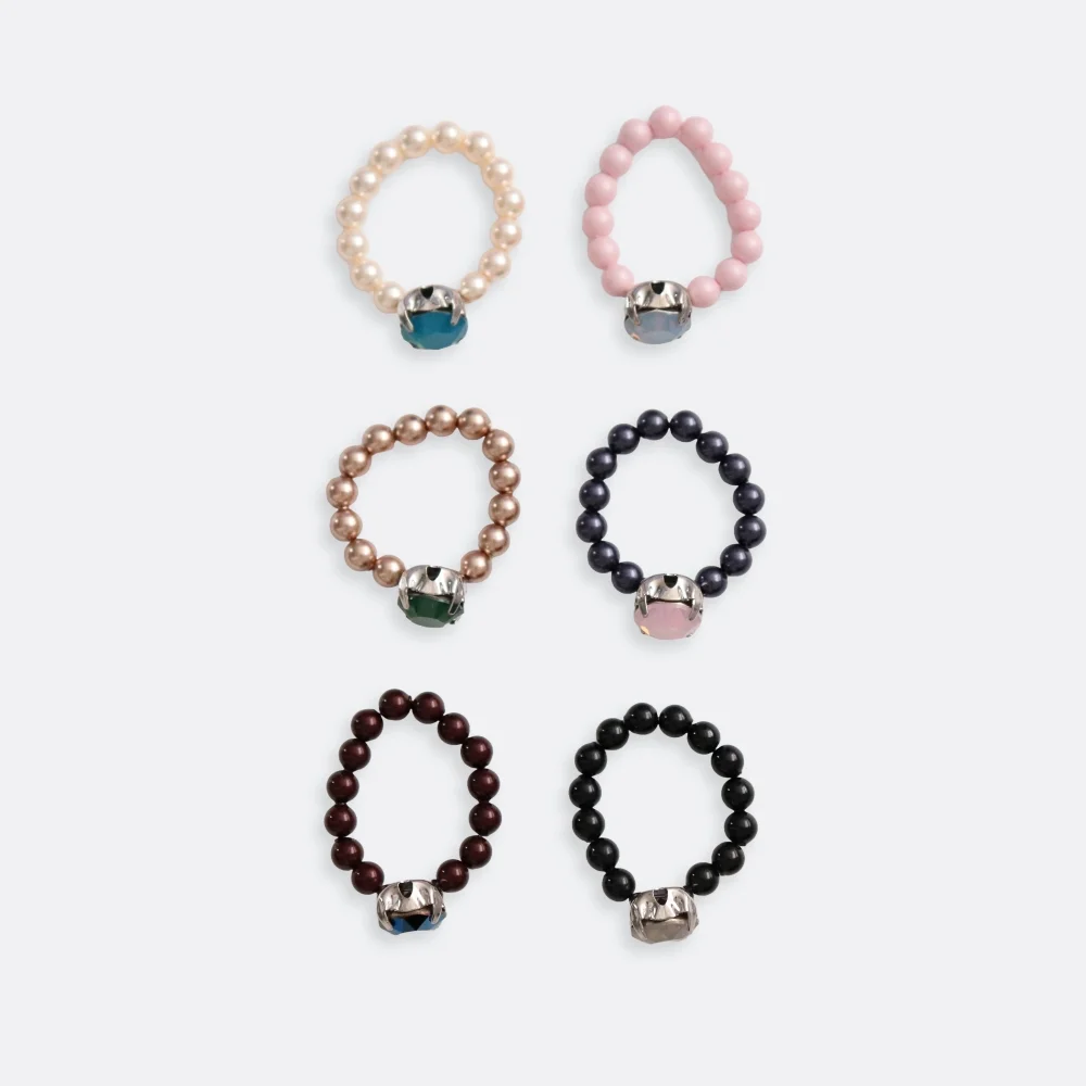 Bold crystal pearl beads Ring Swarovski 水晶 水鑽 珍珠 串珠 戒指 4mm