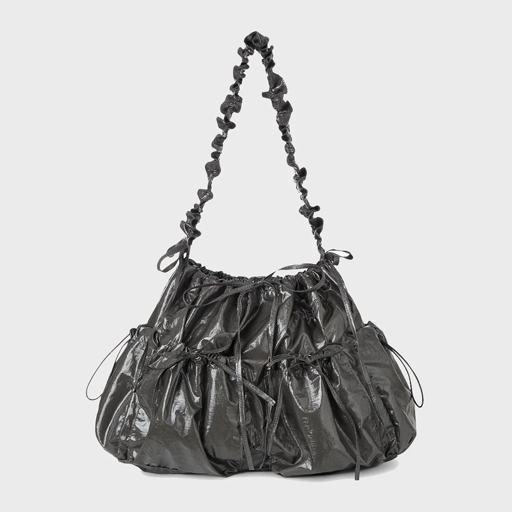 DEINET COATING SHIRRING BAG IN CHARCOAL