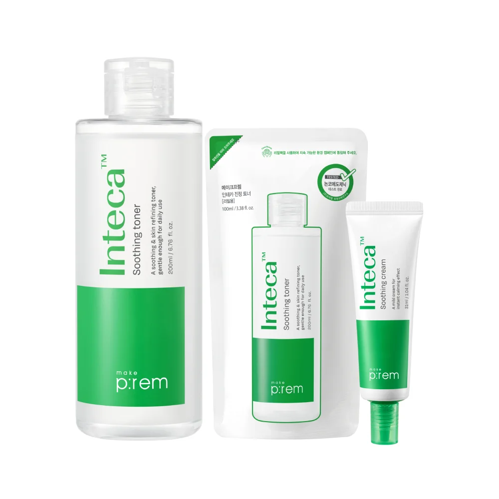 make p:rem Inteca 舒緩 爽膚水 200ml 套裝(+補充裝 100ml+奶油 31ml)