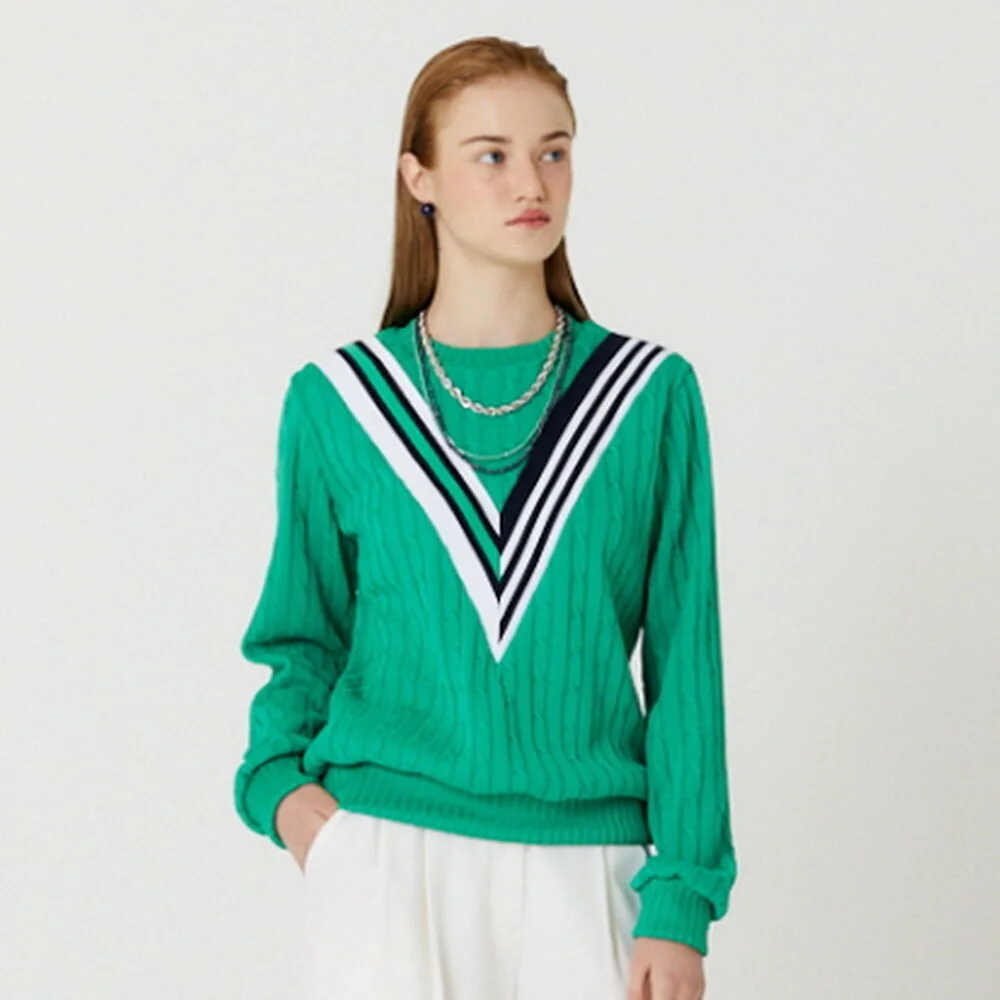 CLASSIC V KNIT TOP(GREEN)