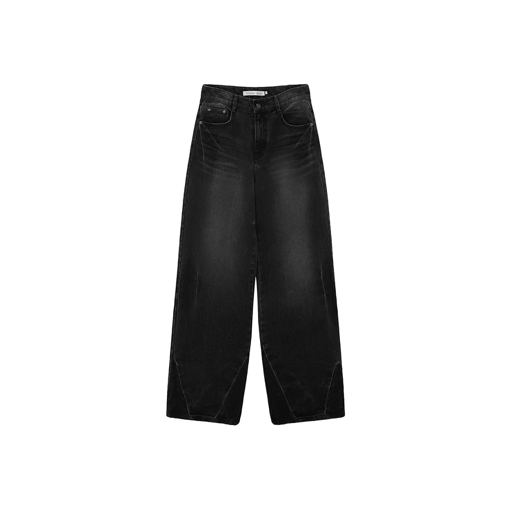 HEM WASHED POINT DENIM PANTS IN BLACK