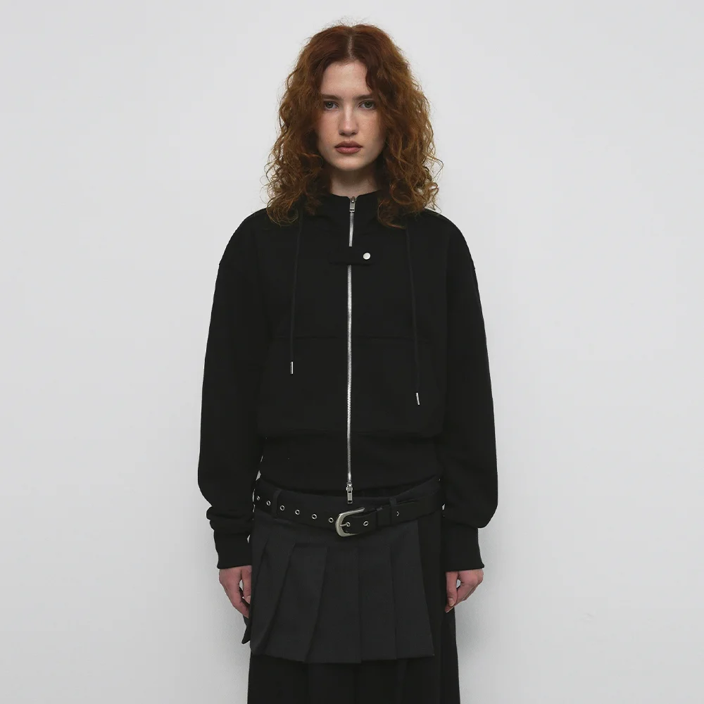 SNAP HOOD ZIP UP_BLACK