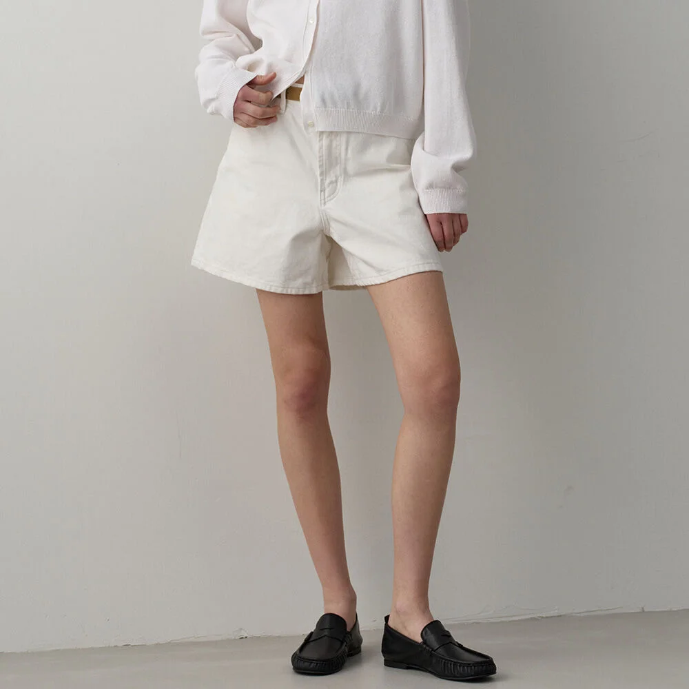 經典 牛仔 短褲_clean white