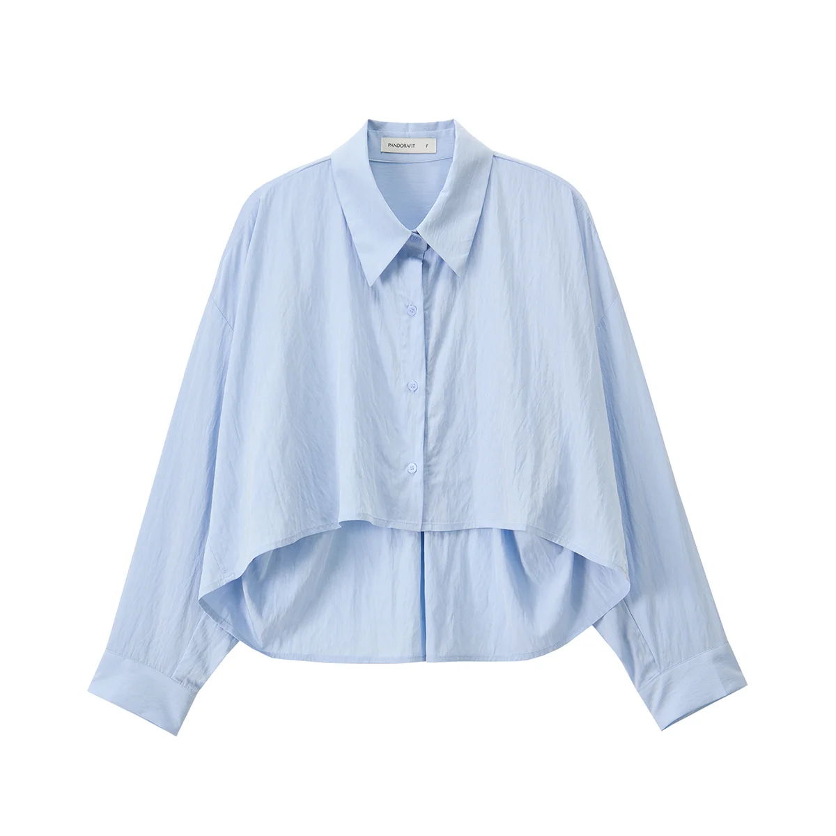 Unbalance Crop Shirts (sky blue)