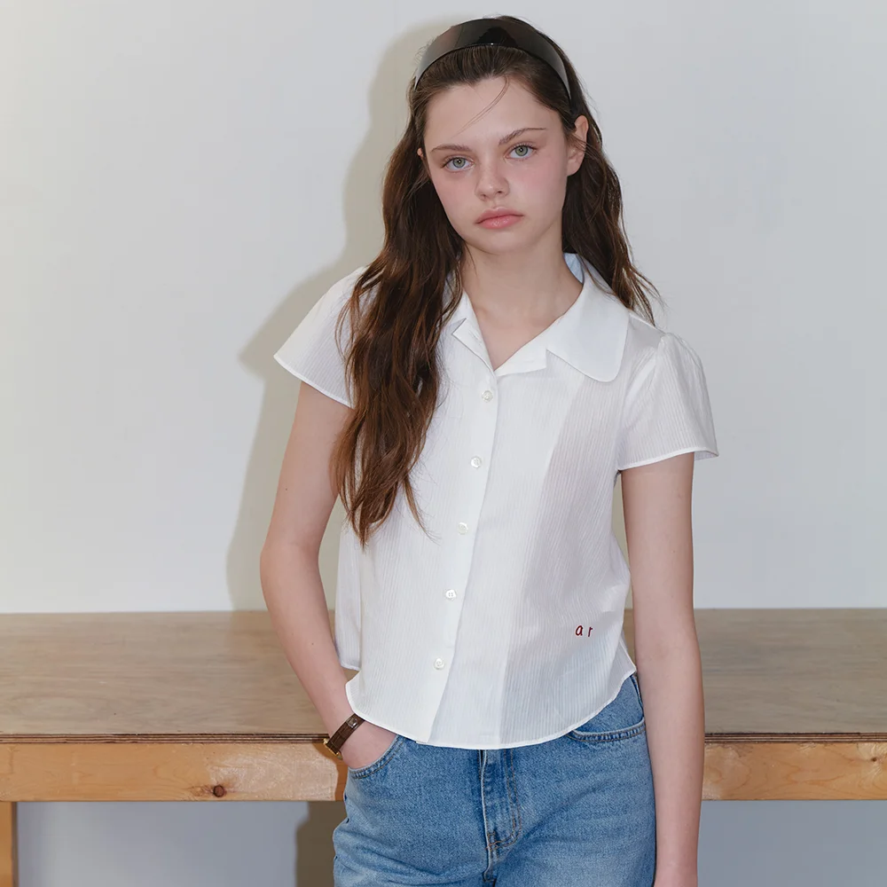 Cotton Vintage collar blouse_ivory