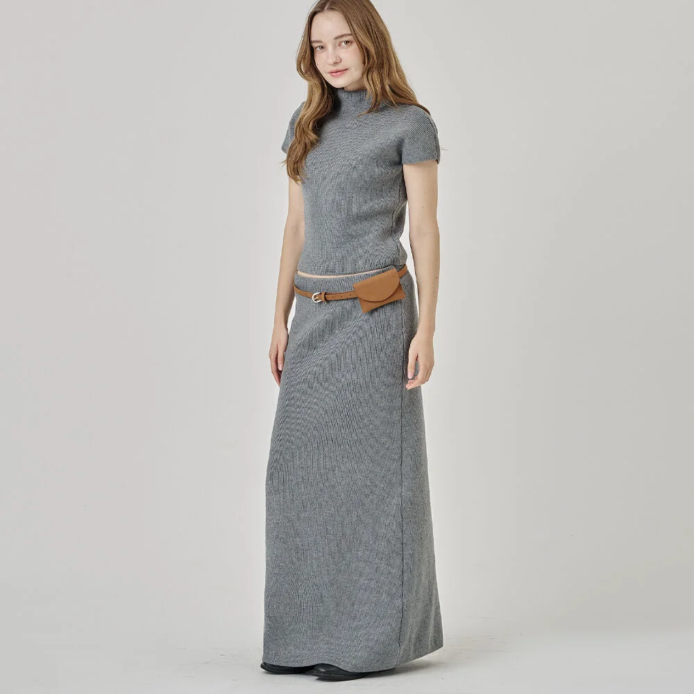 Bibi 針織衫 Maxi 半身裙 灰色