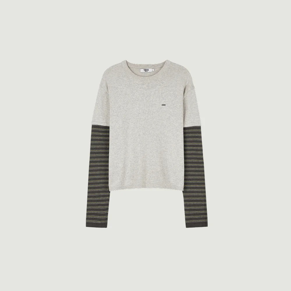 LUCIE STRIPE LAYERED KNIT (OATMEAL)