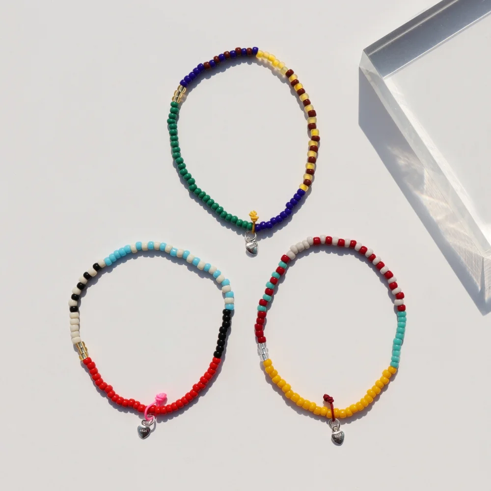 Awesome color line glass beads Bracelet 色 混搭 玻璃 串珠 鬆緊帶 手鏈