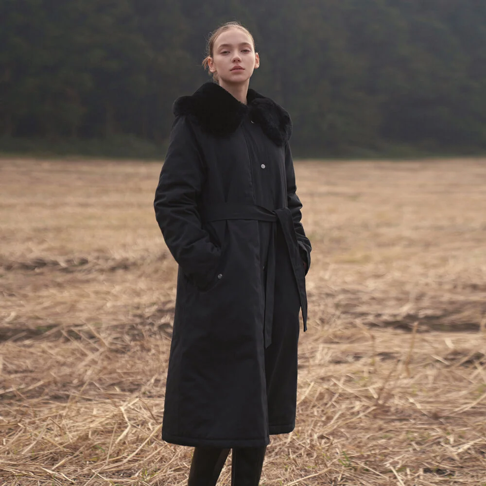 FUR COLLAR SAFARI JUMPER_BLACK