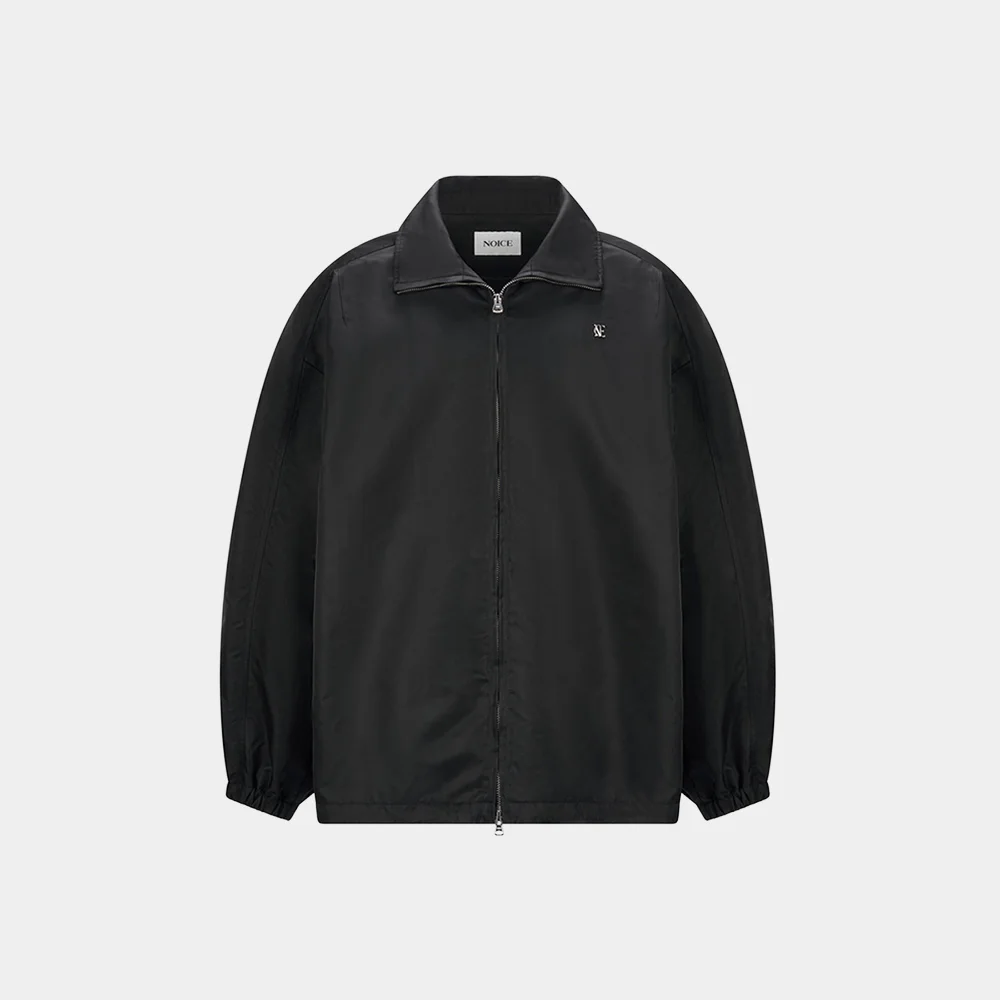 (M) NYLON HIGH-NECK ZIP-UP JUMPER - BLACK