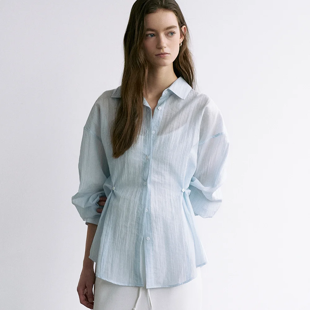 comos 1686 stripe button shirt (sora)