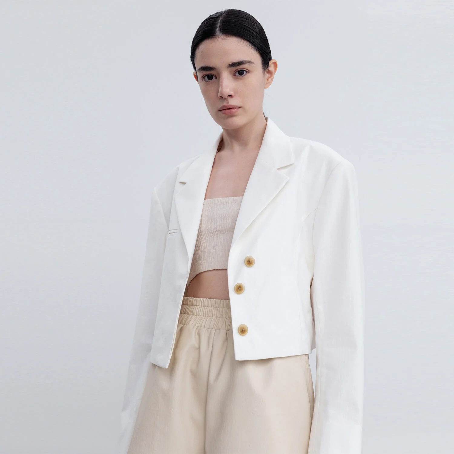 SEMI OVERSIZED CROPPED BLAZER JACKET