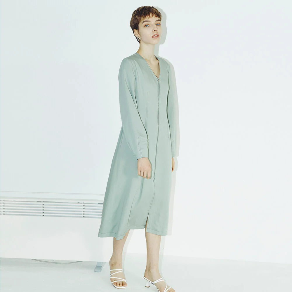 Zip-Up Stitch Dress - Mint