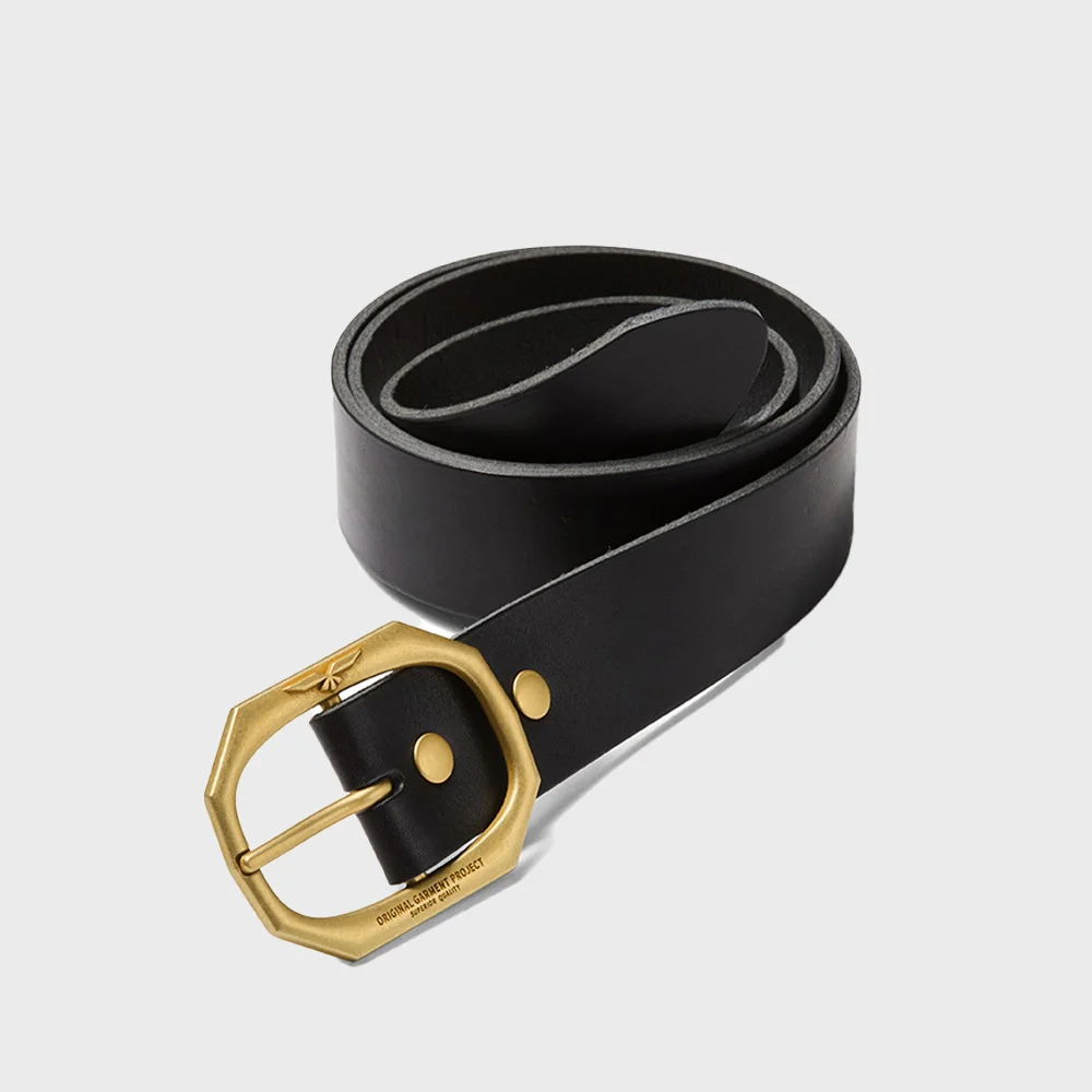 Golden Signature Leather Belt Black