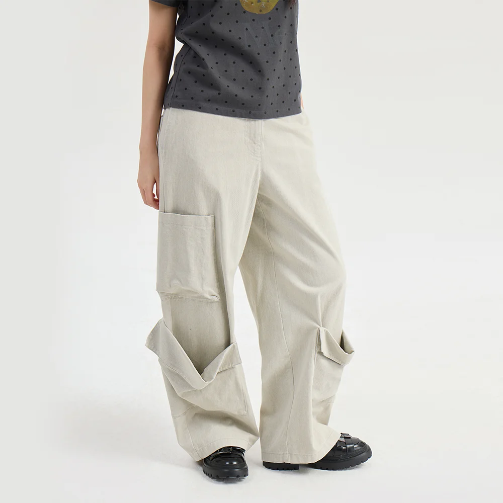 Chouetties by LUCKY CHOUETTE Pocket Detail Long Wide Pants (light beige) LAPNX26300BEL