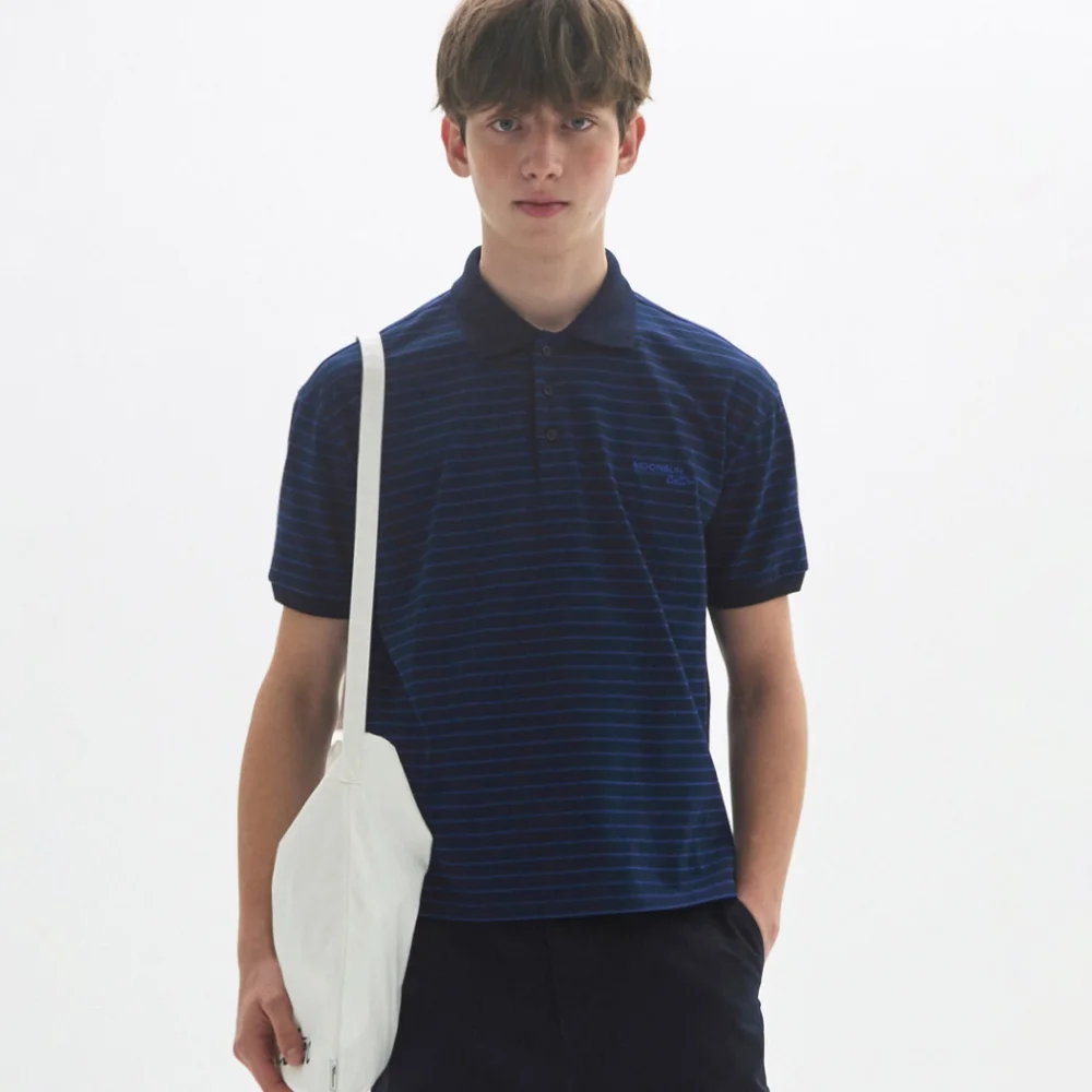 M.C UNISEX, Classic Stripe PK Tee / NAVY