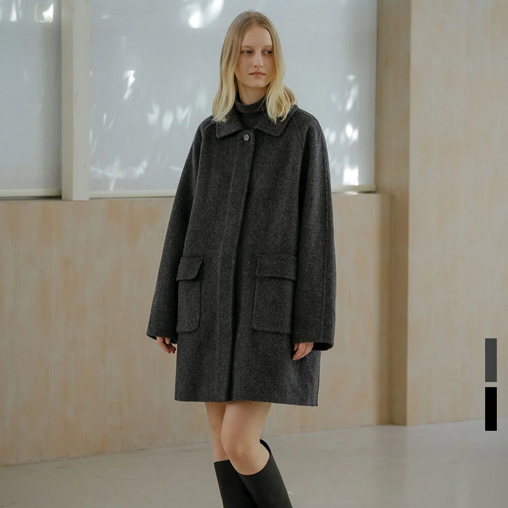Handmade raglan wool half coat _