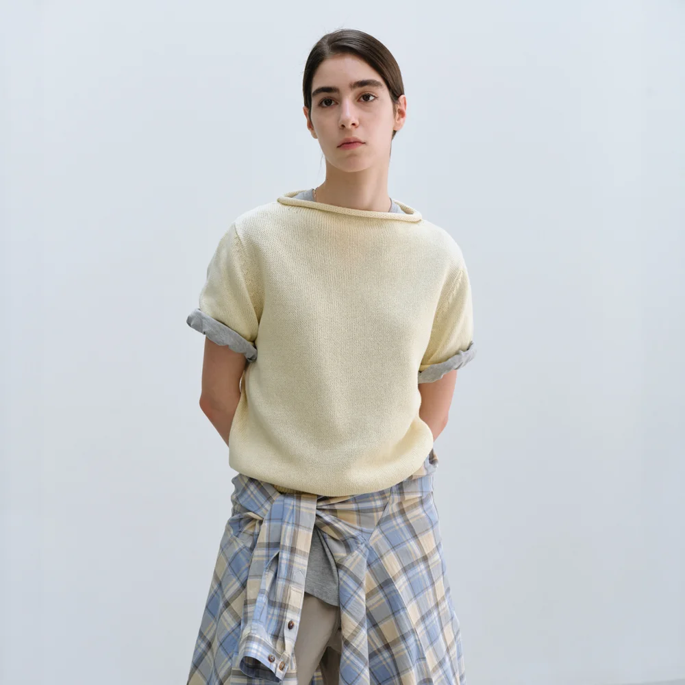 Cannoli Half Sleeve Knit in Light Yellow