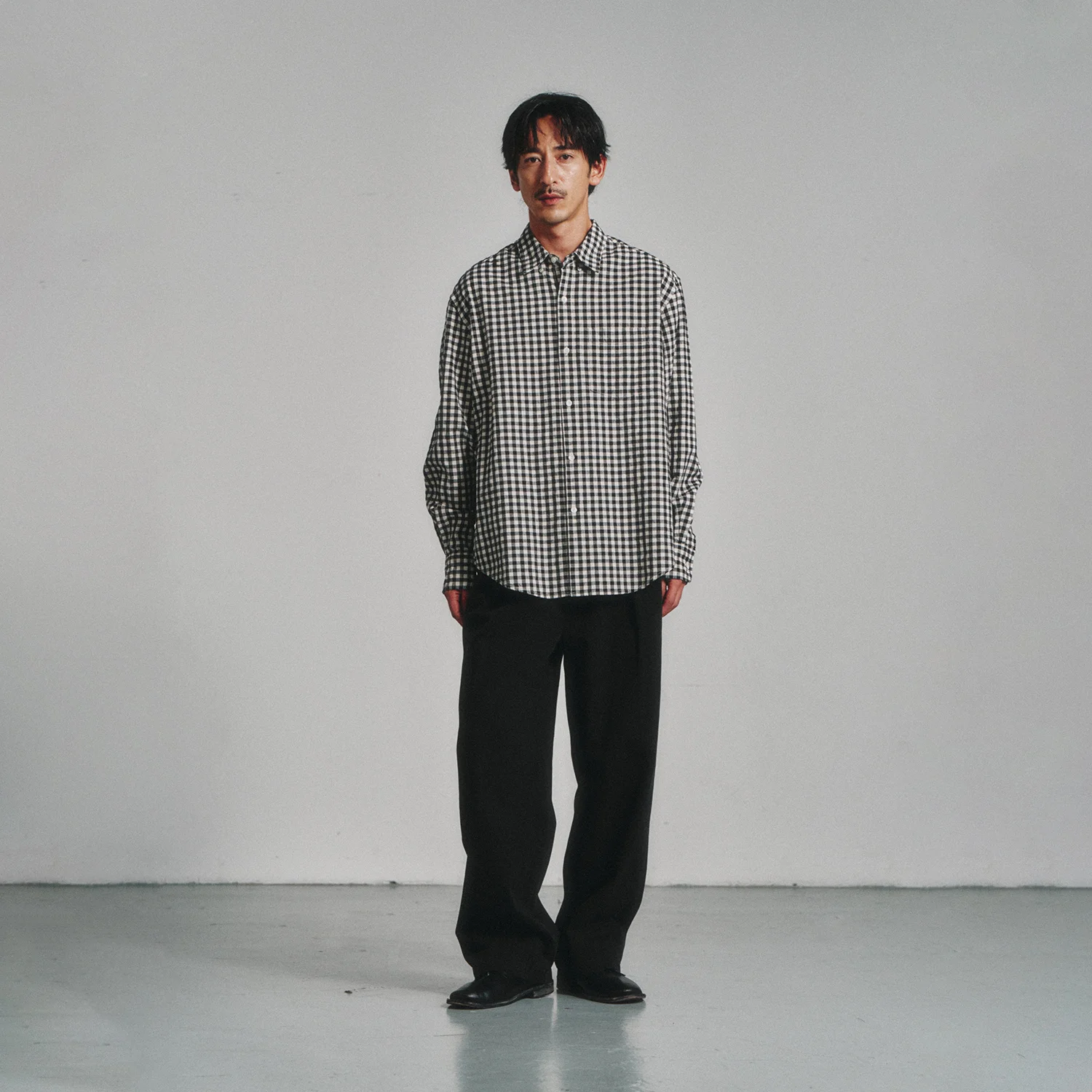 Gingham Check Oxford Shirt_Cream/Black