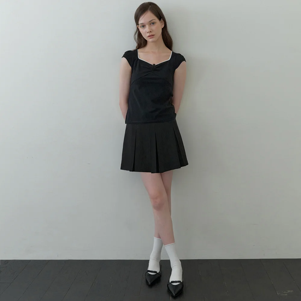 classic pleats skirt - black