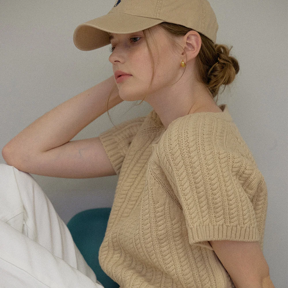Pretzel Half Sleeve Knit_Beige