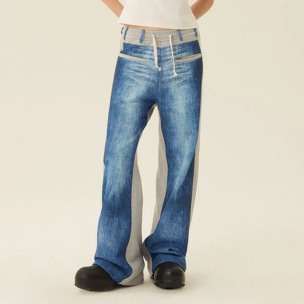 DENIM DIGITAL PRINTING PANTS - LIGHT GRAY 數碼印花 褲子
