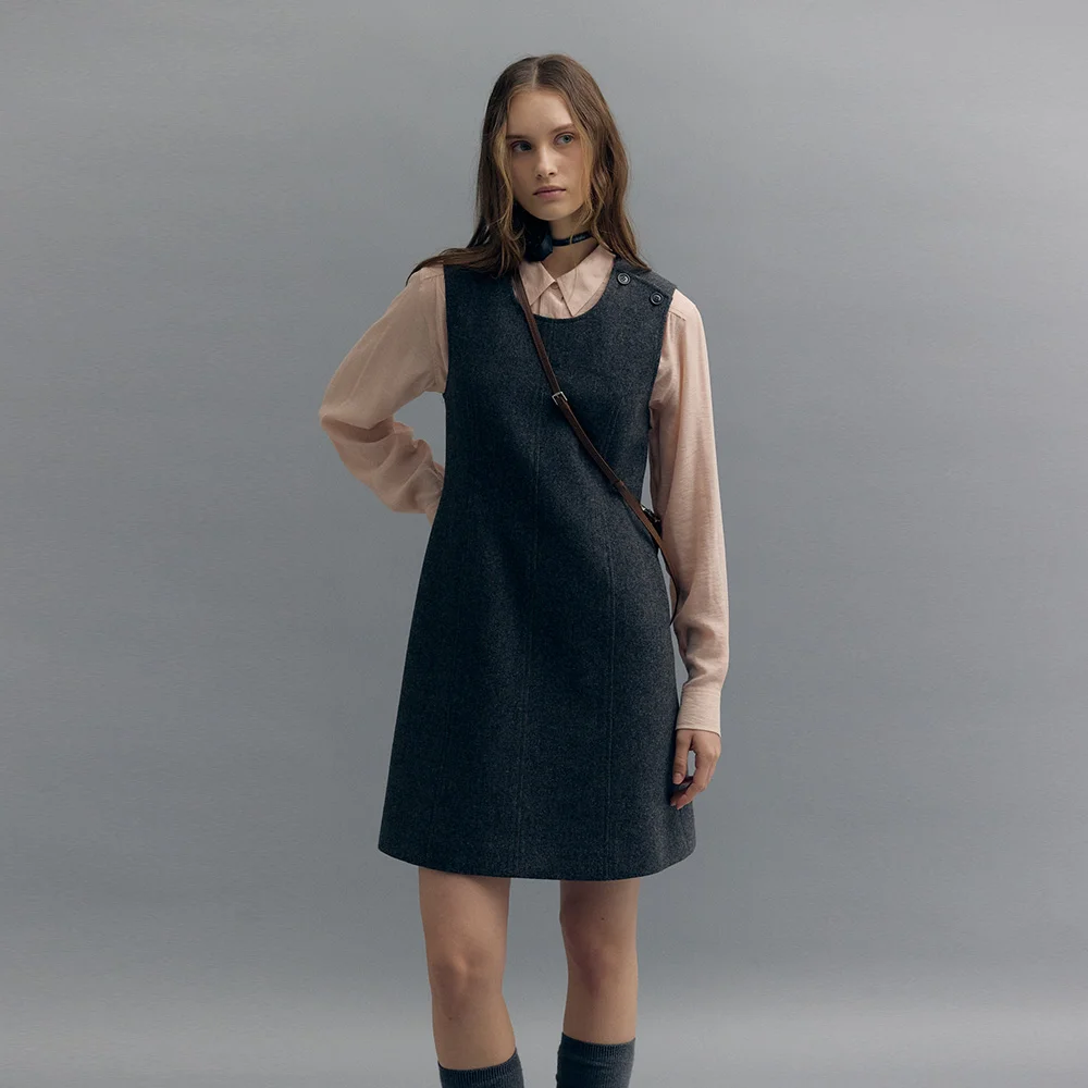 SCOOP-NECK MINI DRESS (dust gray)
