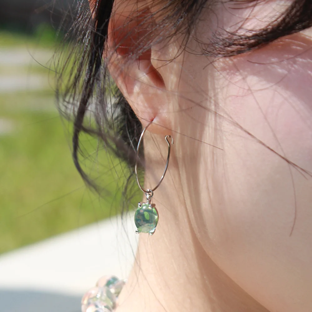 Nonna hoop earrings, EMERALD