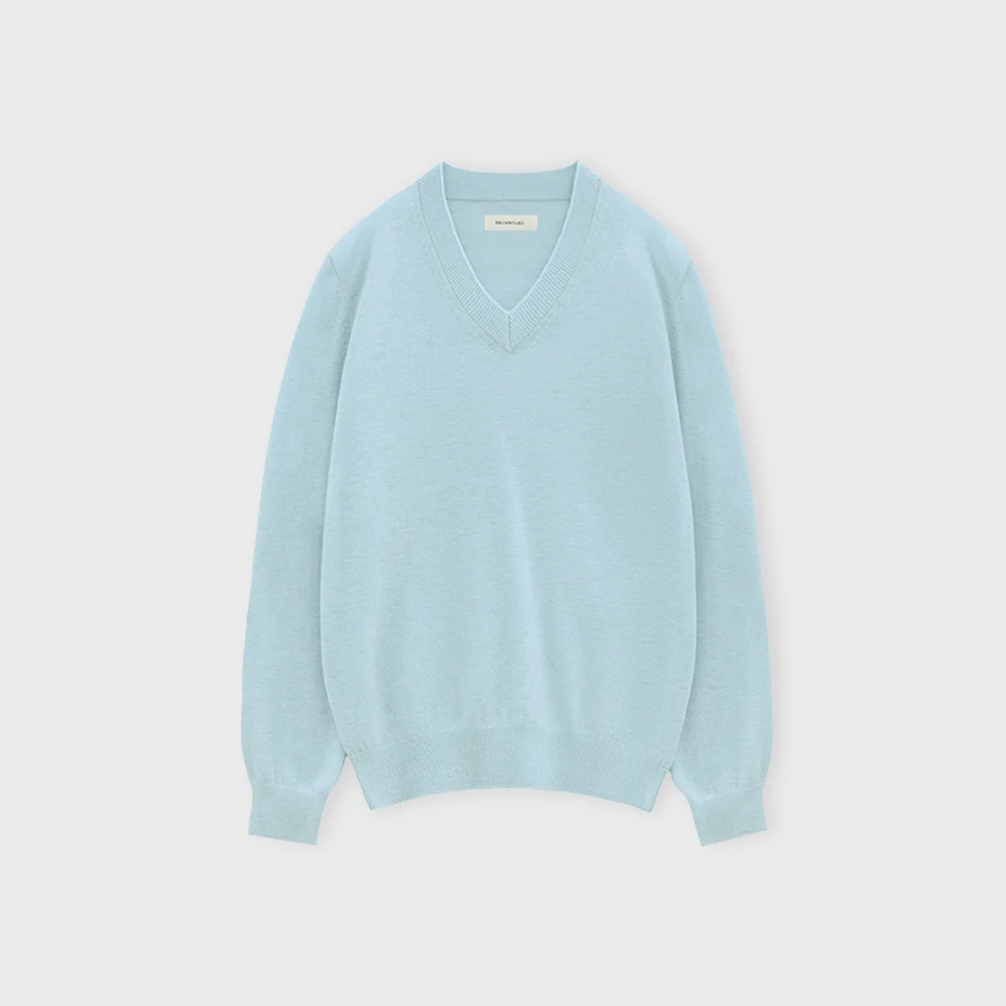 Extra Super Fine V Neck Knit, Light Blue
