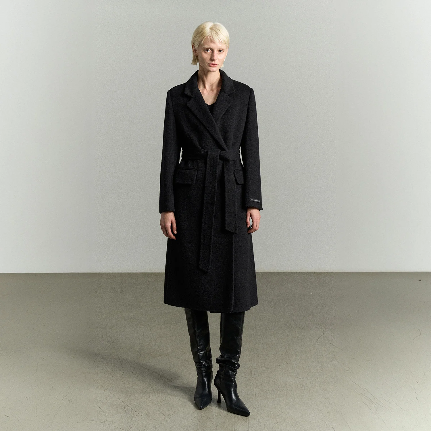 ANGORA WOOL BLEND COAT BLACK
