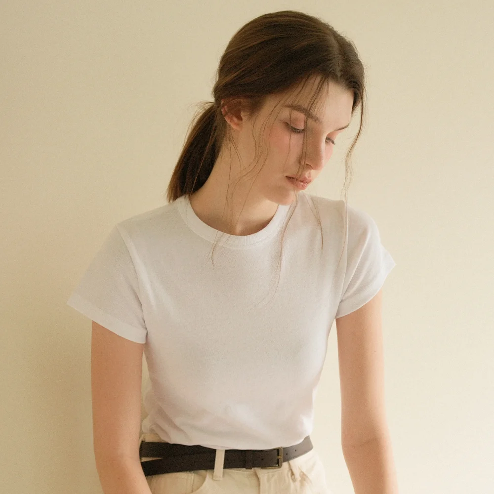Cotton Basic Half Tee (white)