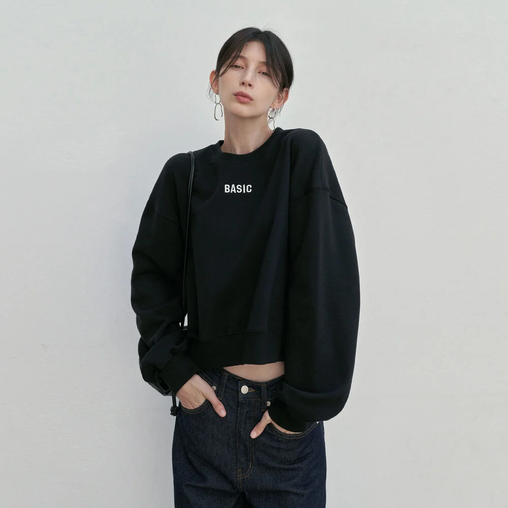 SOLID LETTERING SWEATSHIRT_BLACK