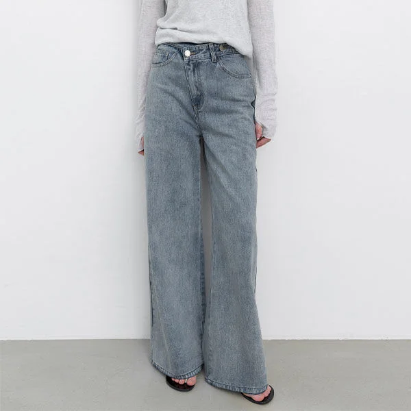 TWO BUTTON UNBAL DENIM PANTS (PT-5796)