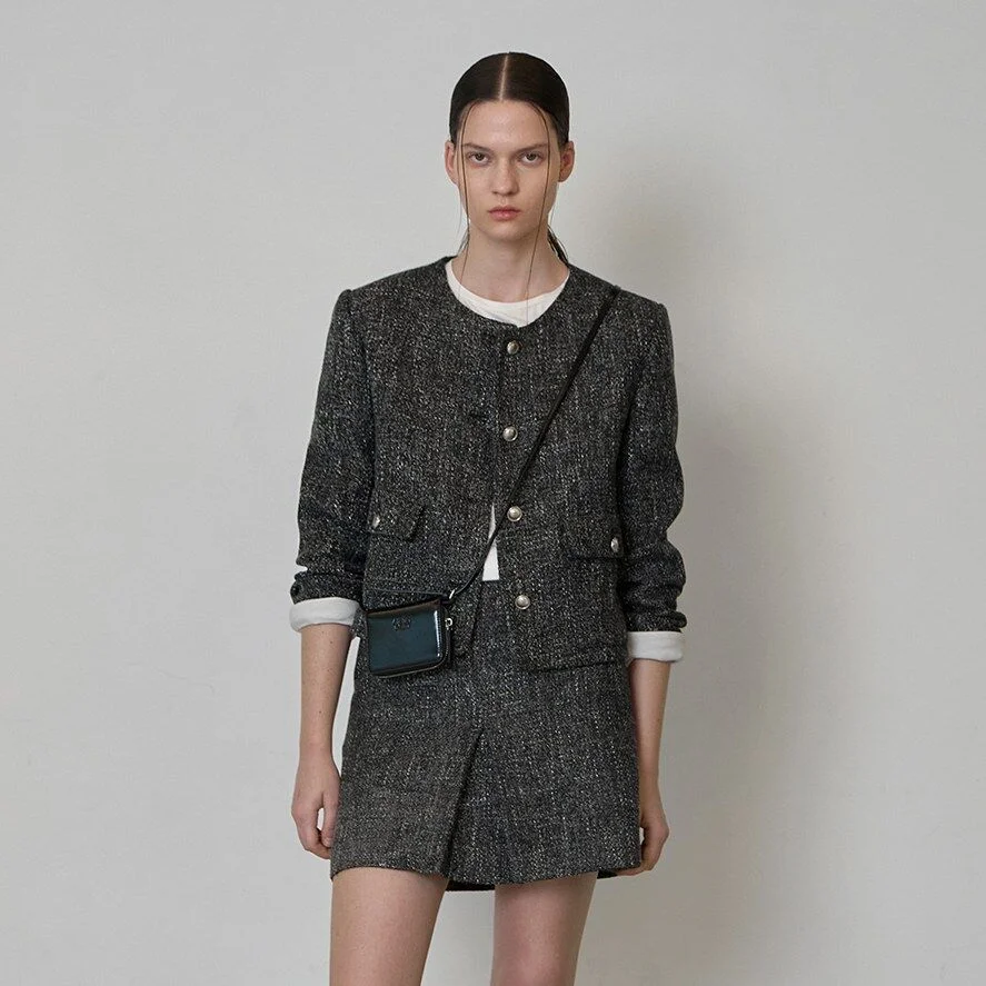 EVE TWEED SET-UP MINI SKIRT(SK-4897)