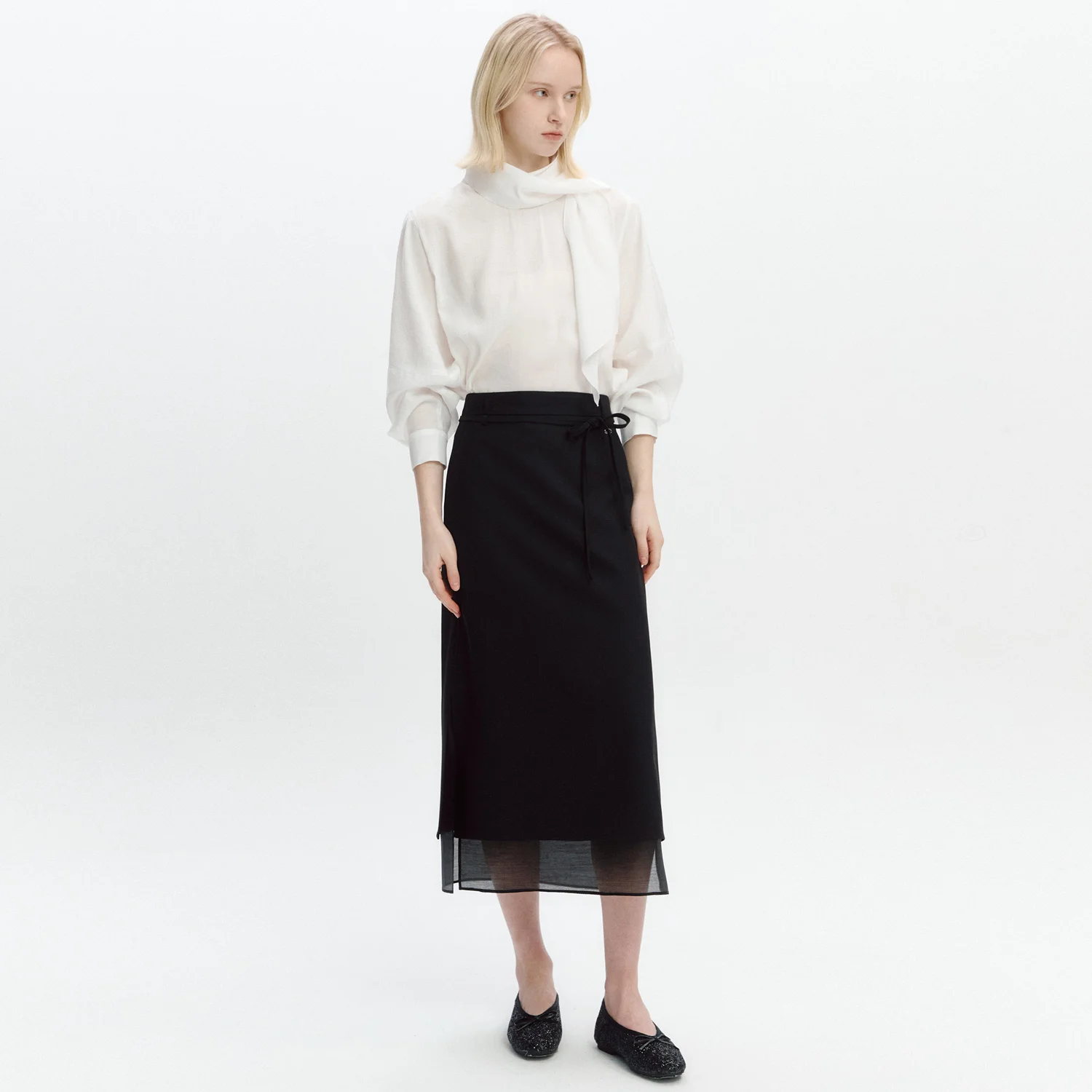 See-through Layered Skirt BLACK