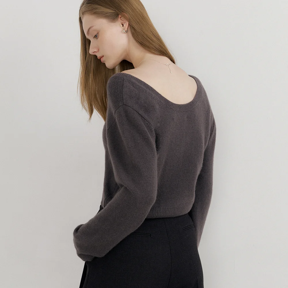 comos 1588 mink boat-neck crop knit (ash taupe)